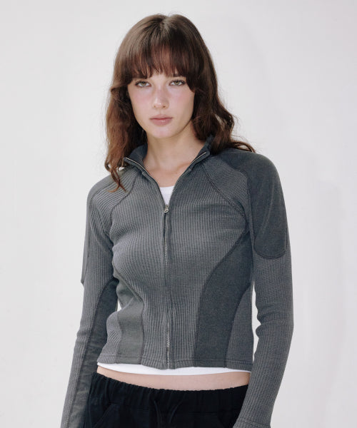 MULTI WAFFLE ZIP-UP CHARCOAL