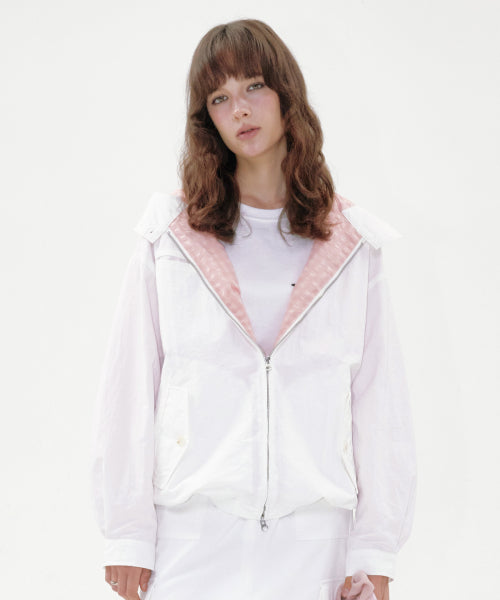 NYLON HOOD WINDBREAKER IVORY