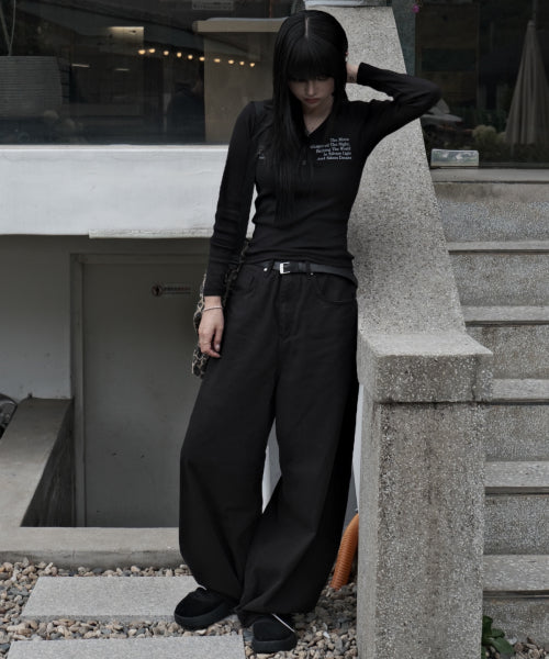 BUTTON SLEEVE LONG - 2 COLORS BLACK