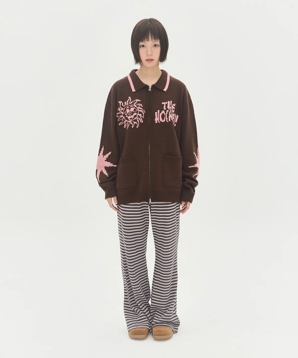 BYEORUI ZIP COWICHAN KNIT ZIP UP - 2  colors