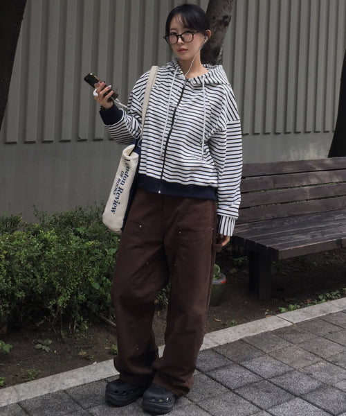 STRIPE HOODIE - 3 COLORS WHITE
