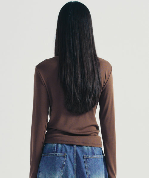 SHIRRING DRAPE BOAT NECK TOP #徐睿知同款! - 5 COLORS BROWN