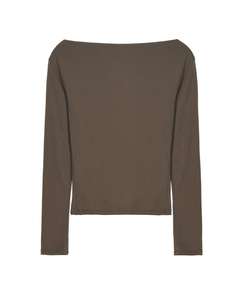 SHIRRING DRAPE BOAT NECK TOP #徐睿知同款! - 5 COLORS BROWN