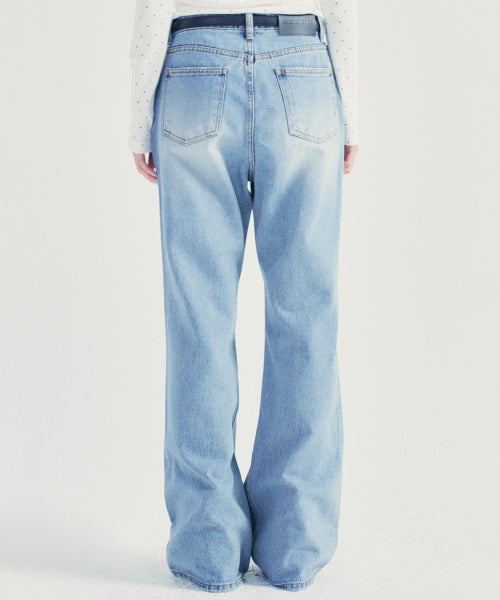 PIPING POCKET BOOTSCUT DENIM PANTS #徐睿知同款! BLUE