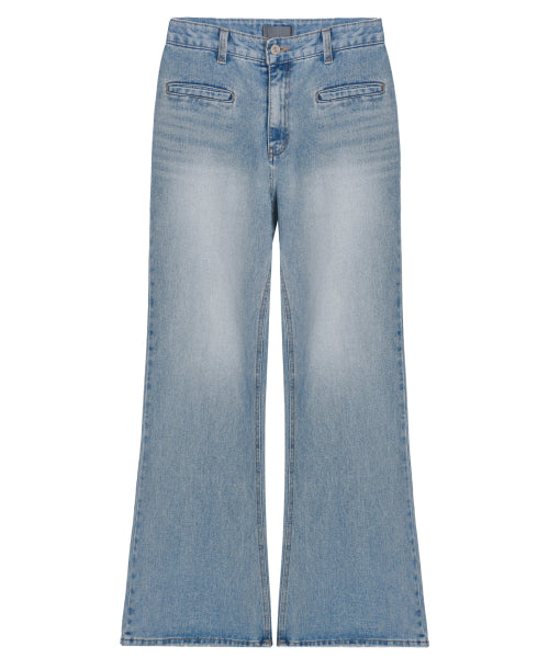 PIPING POCKET BOOTSCUT DENIM PANTS #徐睿知同款! BLUE