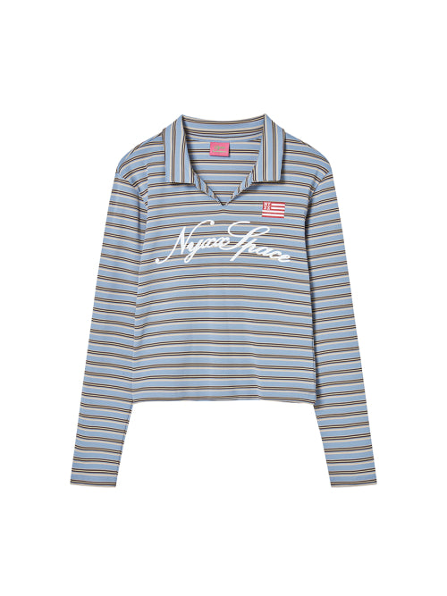 SLIM COLLAR L/S BLUE - 2 COLORS