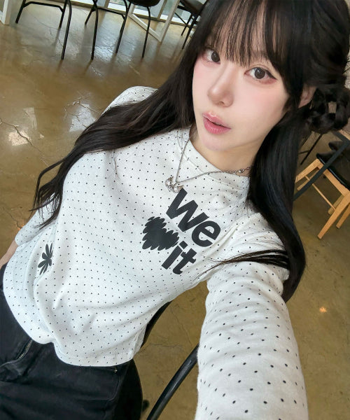 LOVE GRAPHIC DOT SLEEVE LONG - 2 COLORS IVORY