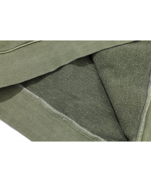 EMBROIDERY SNAP PIGMENT HOODIE - 2 COLORS KHAKI
