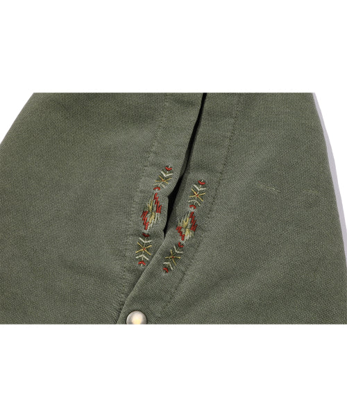 EMBROIDERY SNAP PIGMENT HOODIE - 2 COLORS KHAKI