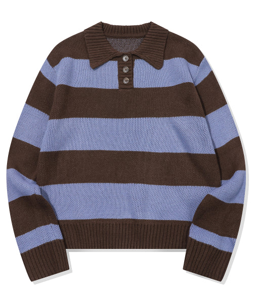 WIDE STRIPE RUGBY KNIT - 2 COLORS BLUE