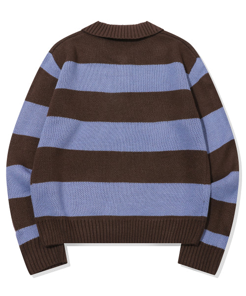 WIDE STRIPE RUGBY KNIT - 2 COLORS BLUE