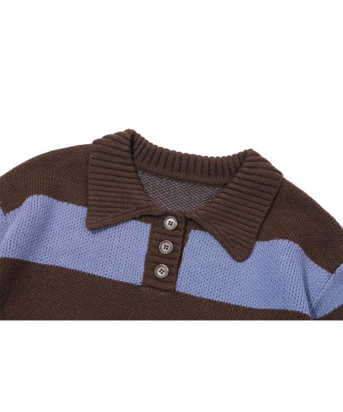 WIDE STRIPE RUGBY KNIT - 2 COLORS BLUE