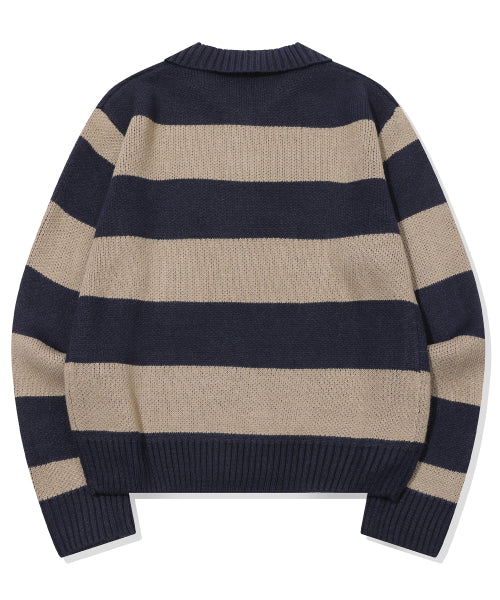 WIDE STRIPE RUGBY KNIT - 2 COLORS BEIGE
