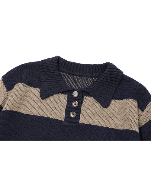 WIDE STRIPE RUGBY KNIT - 2 COLORS BEIGE