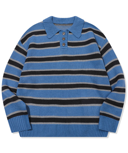 STRIPE RUGBY KNIT - 2 COLORS BLUE