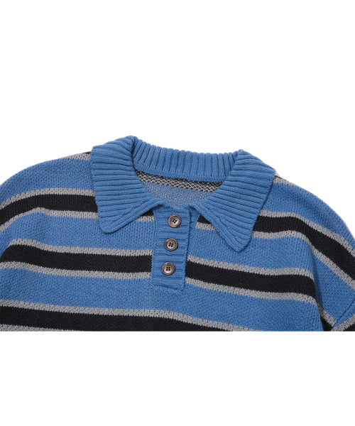STRIPE RUGBY KNIT - 2 COLORS BLUE