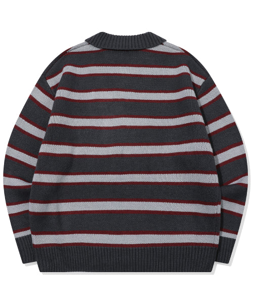 STRIPE RUGBY KNIT - 2 COLORS CHARCOAL