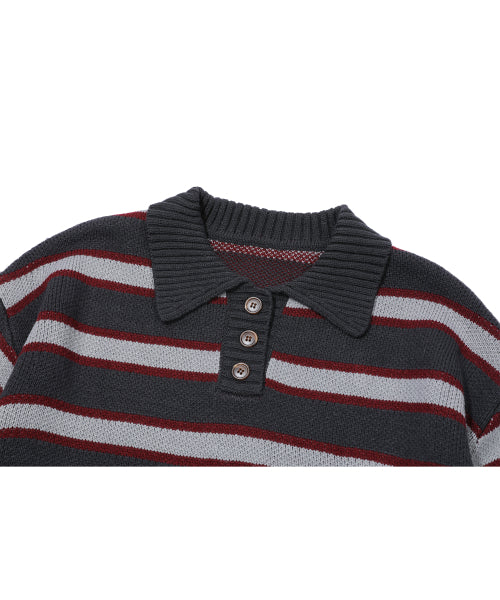 STRIPE RUGBY KNIT - 2 COLORS CHARCOAL
