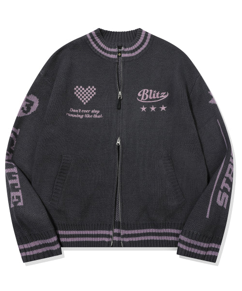2-WAY KNIT ZIP-UP - 3 COLORS PURPLE