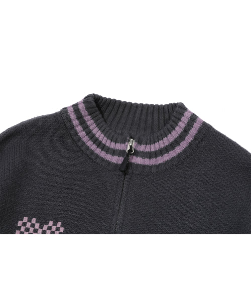 2-WAY KNIT ZIP-UP - 3 COLORS PURPLE