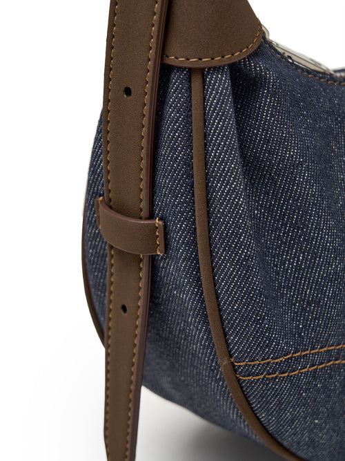 DENIM CONTRAST HOBO BAG NY #KARINA同款! AS SHOWN