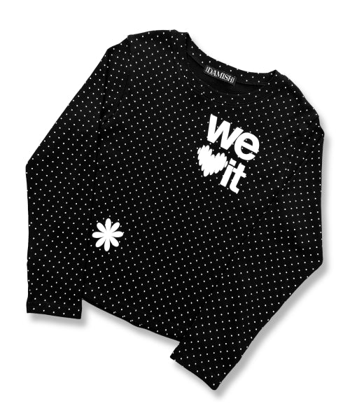LOVE GRAPHIC DOT SLEEVE LONG - 2 COLORS BLACK