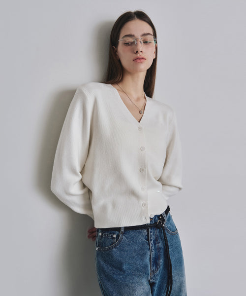 BASIC V-NECK CARDIGAN - 10 COLORS BLACK