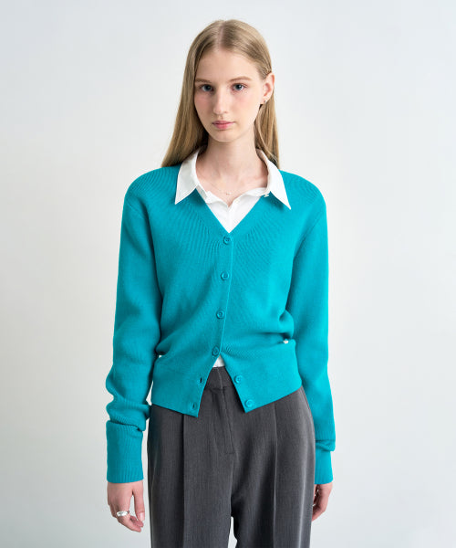 BASIC V-NECK CARDIGAN - 10 COLORS BLACK