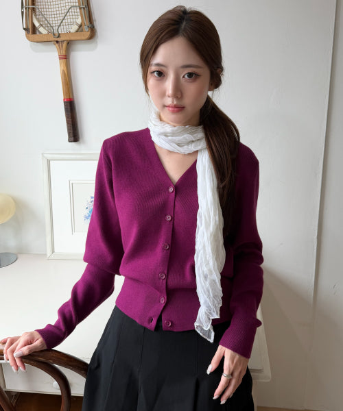 BASIC V-NECK CARDIGAN - 10 COLORS BLACK