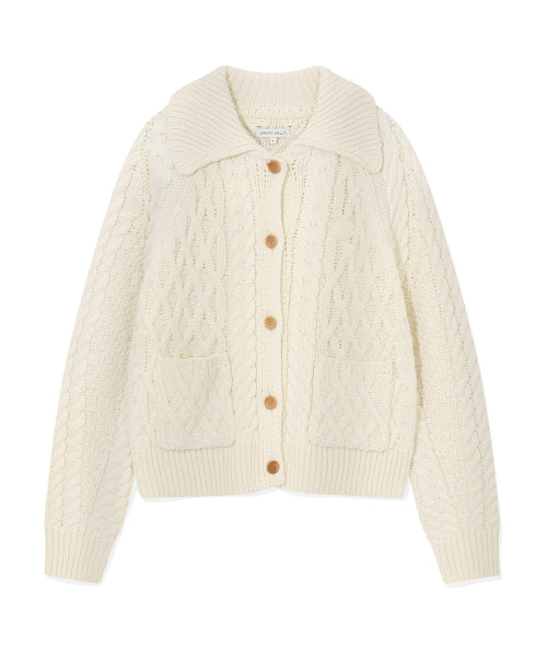 CABLE COLLAR CARDIGAN #GISELLE同款! - 2 COLORS CREAM