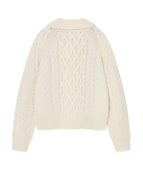 CABLE COLLAR CARDIGAN #GISELLE同款! - 2 COLORS CREAM