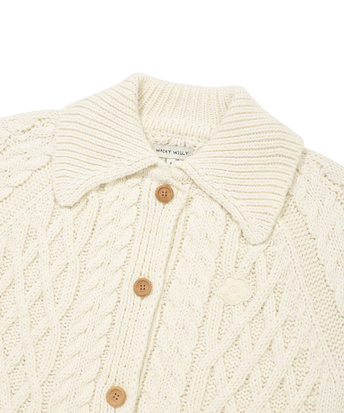 CABLE COLLAR CARDIGAN #GISELLE同款! - 2 COLORS CREAM