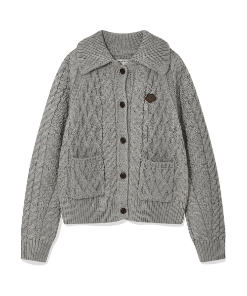 CABLE COLLAR CARDIGAN #GISELLE同款! - 2 COLORS GREY