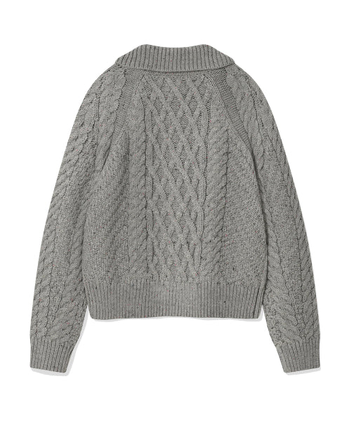 CABLE COLLAR CARDIGAN #GISELLE同款! - 2 COLORS GREY