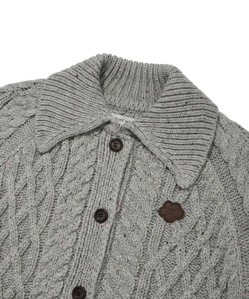 CABLE COLLAR CARDIGAN #GISELLE同款! - 2 COLORS GREY