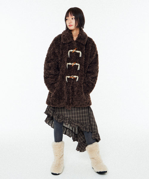TOGGLE FUR COAT - 2 color