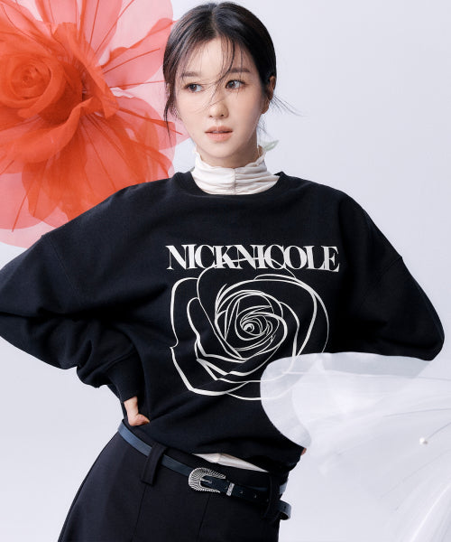 NICOLE ROSE PRINTING SWEATSHIRT #徐睿知同款! - 8 COLORS CREAM