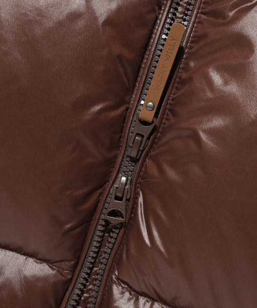 DUCKY GLOSSY DOWN SHORT PUFFER #GISELLE同款! - 5 COLORS BROWN