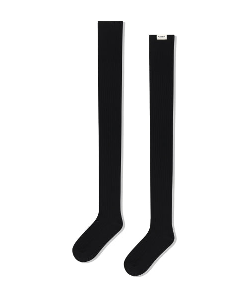 W OVER KNEE LONG SOCKS - 3 COLORS BLACK