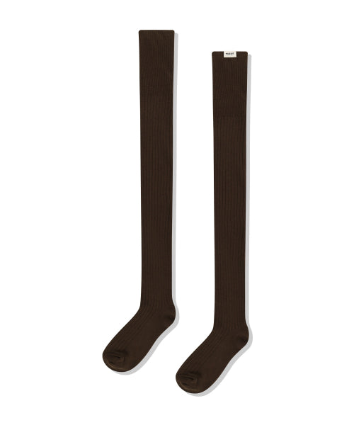 W OVER KNEE LONG SOCKS - 3 COLORS BROWN