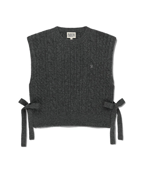 W SIDE RIBBON KNIT VEST - 2 COLORS CHARCOAL