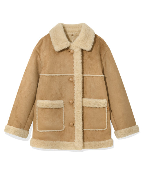 SUEDE SHEARLING JACKET #GISELLE同款! CAMEL