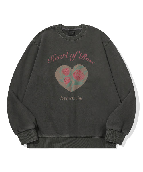 HEART PIGMENT SWEATSHIRT SMOKE BLACK