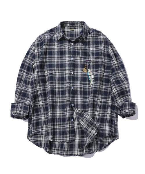 NOMAD OVERFIT CHECK SHIRT - 4 COLORS NAVY