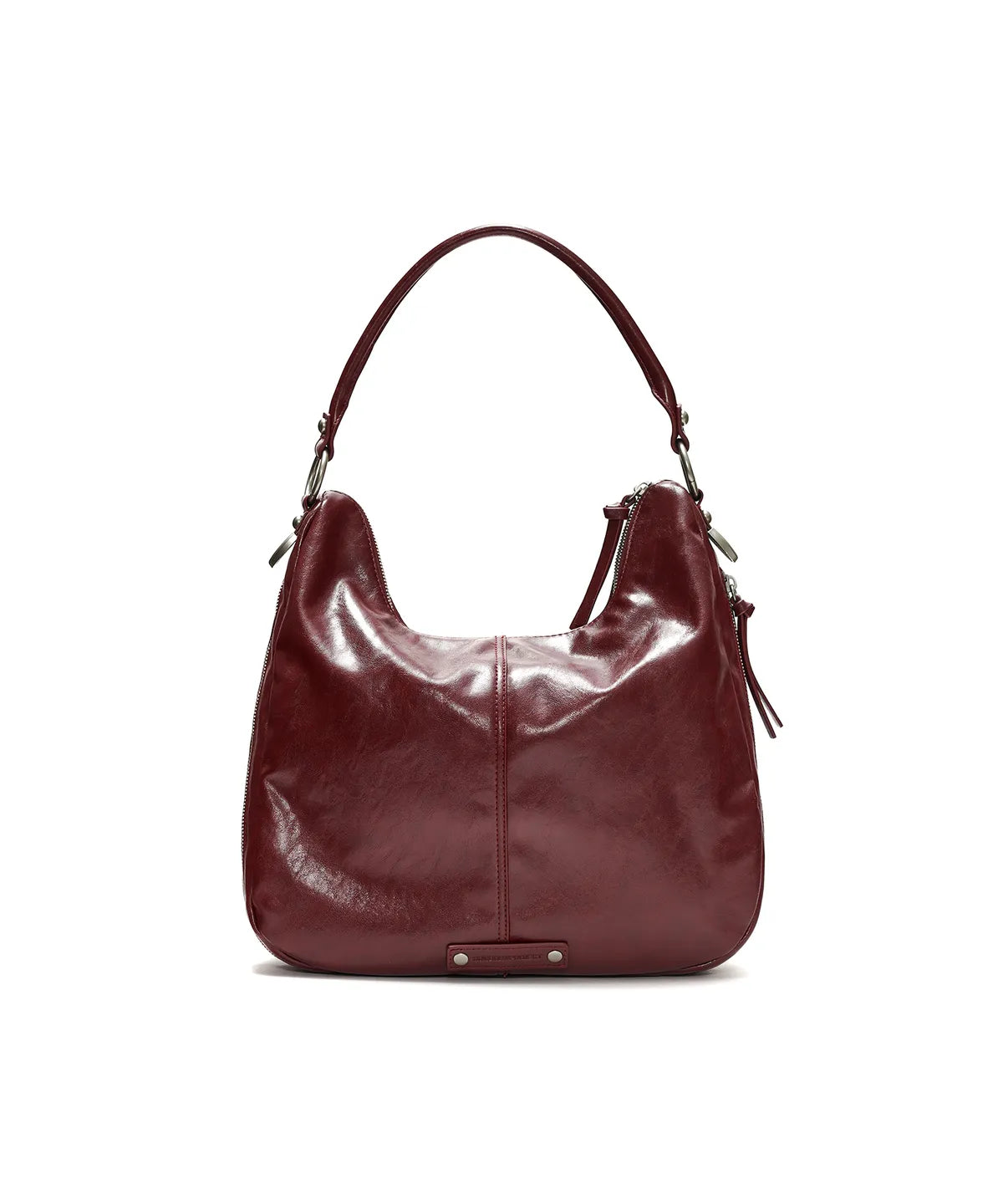 Double Pocket Shoulder Bag, BURGUNDY