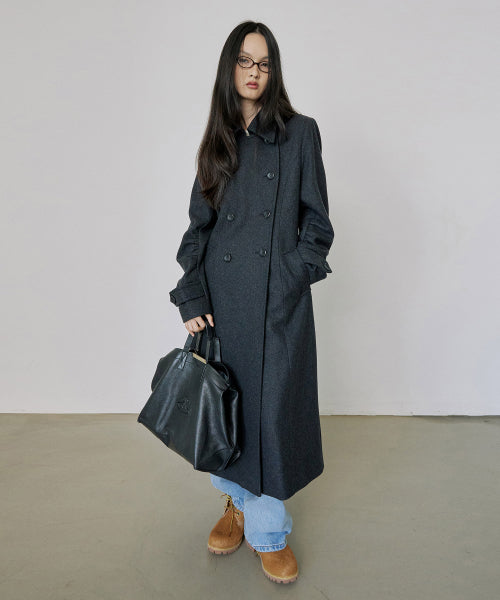 TAILORED WOOL LONG COAT - 2 COLORS CHARCOAL