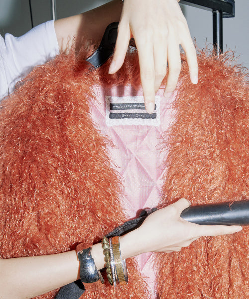 FAUX FUR MIDDLE JACKET - 4 COLORS ORANGE