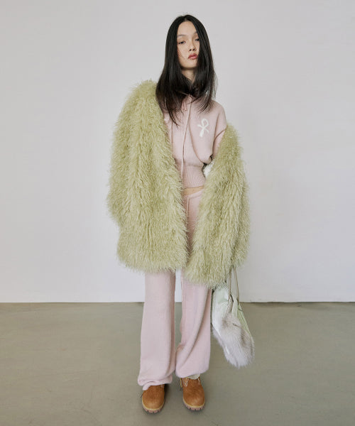 FAUX FUR MIDDLE JACKET - 4 COLORS GREEN