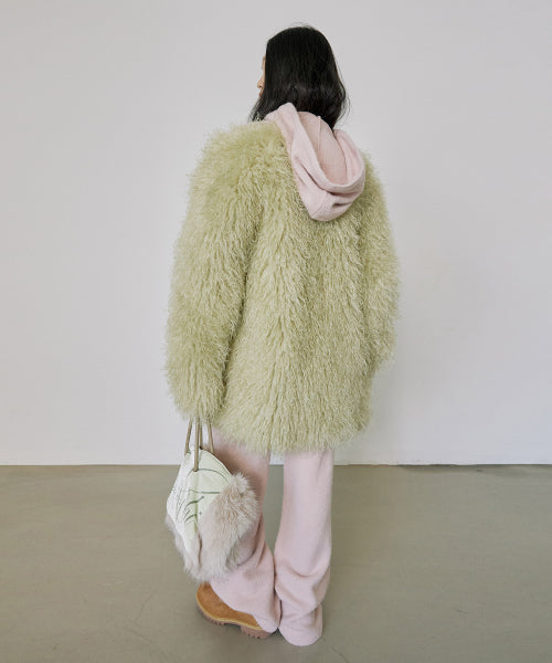 FAUX FUR MIDDLE JACKET - 4 COLORS GREEN