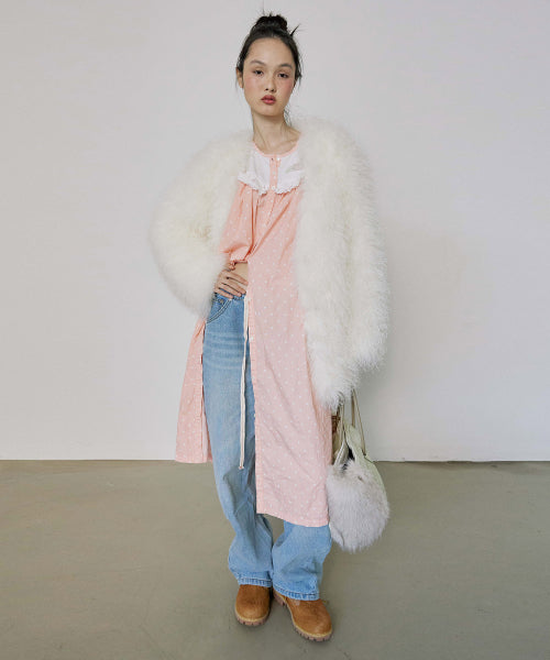 FAUX FUR MIDDLE JACKET - 4 COLORS WHITE